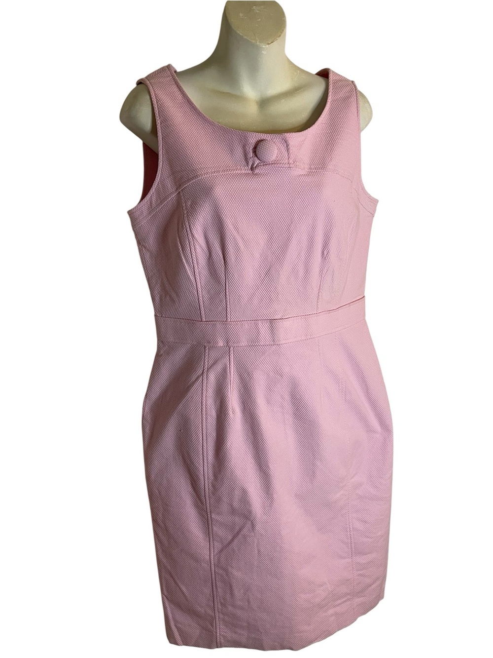 Brooks Brothers Pink Textured Sleeveless Sheath Dress Size 12 Zippered Back